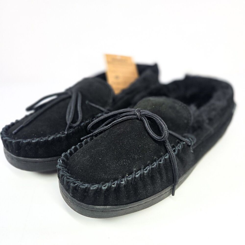 Bearpaw Moc II Black Suede Slippers NeverWet Men’s Size 11